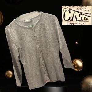 G.A.S. Co. Grey Ribbed button down sweater